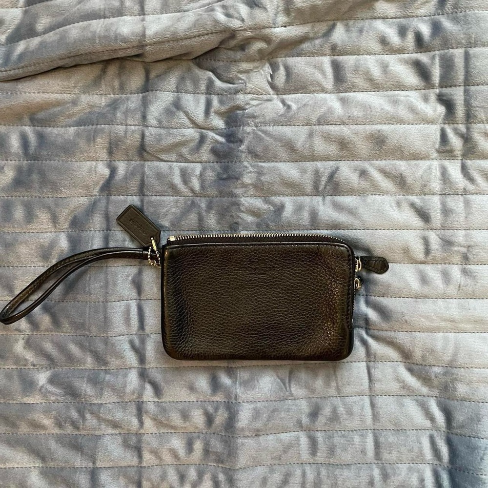 Coach Black Leather Wristlet